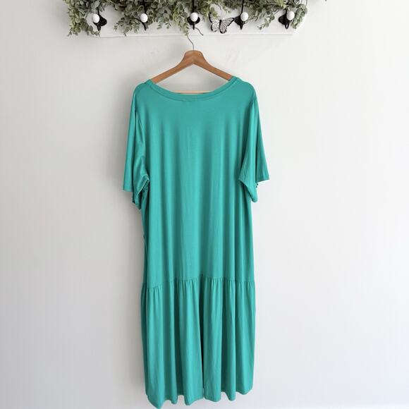 LOGO by Lori Goldstein Regular Rayon Elbow Sleeve Dress Cozumel Green Size US 3X - Picture 2 of 3